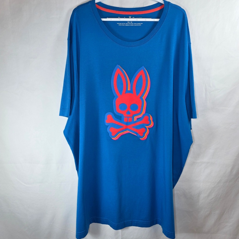 Psycho Bunny Graphic T-Shirt Blue B9U521C200 | Mens 5XL